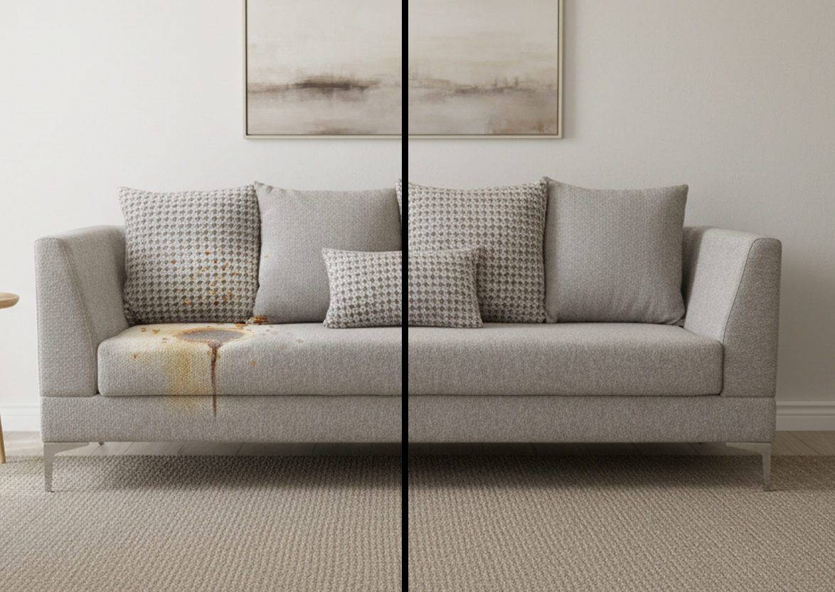 Divan avant et après nettoyage