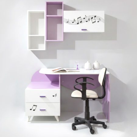 BUREAU+ETAGERES MURALE VIOLETTE