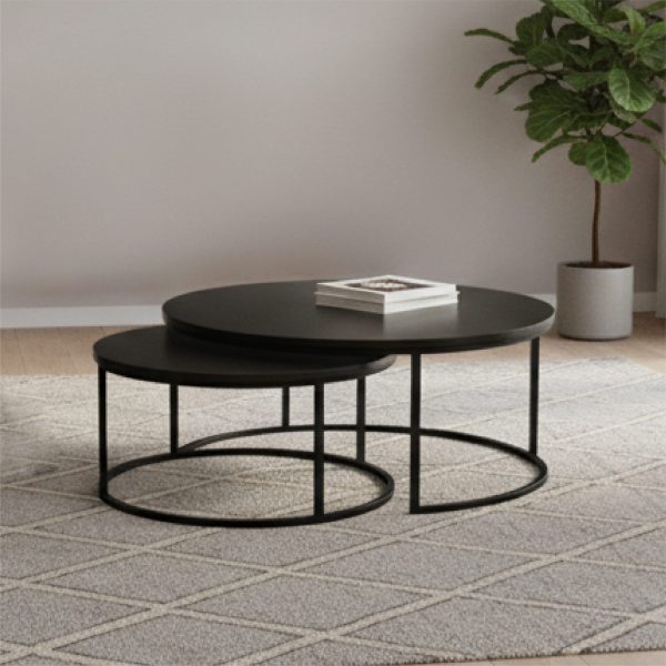 ENSEMBLE DE 2 TABLES BASSE PANAMA NOIR