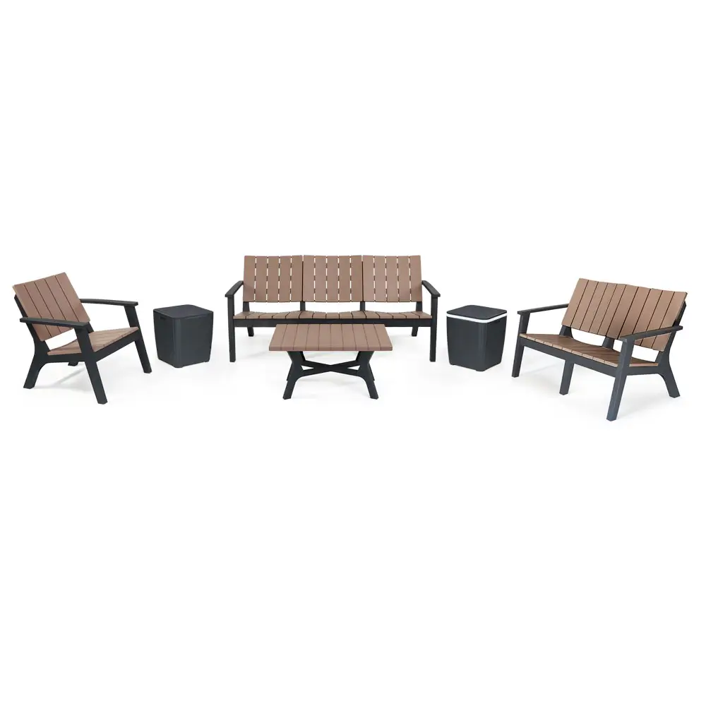 SALON CENTRAL PARK 8PLACES BOIS (1COFFRE+1GLACIÈRE)