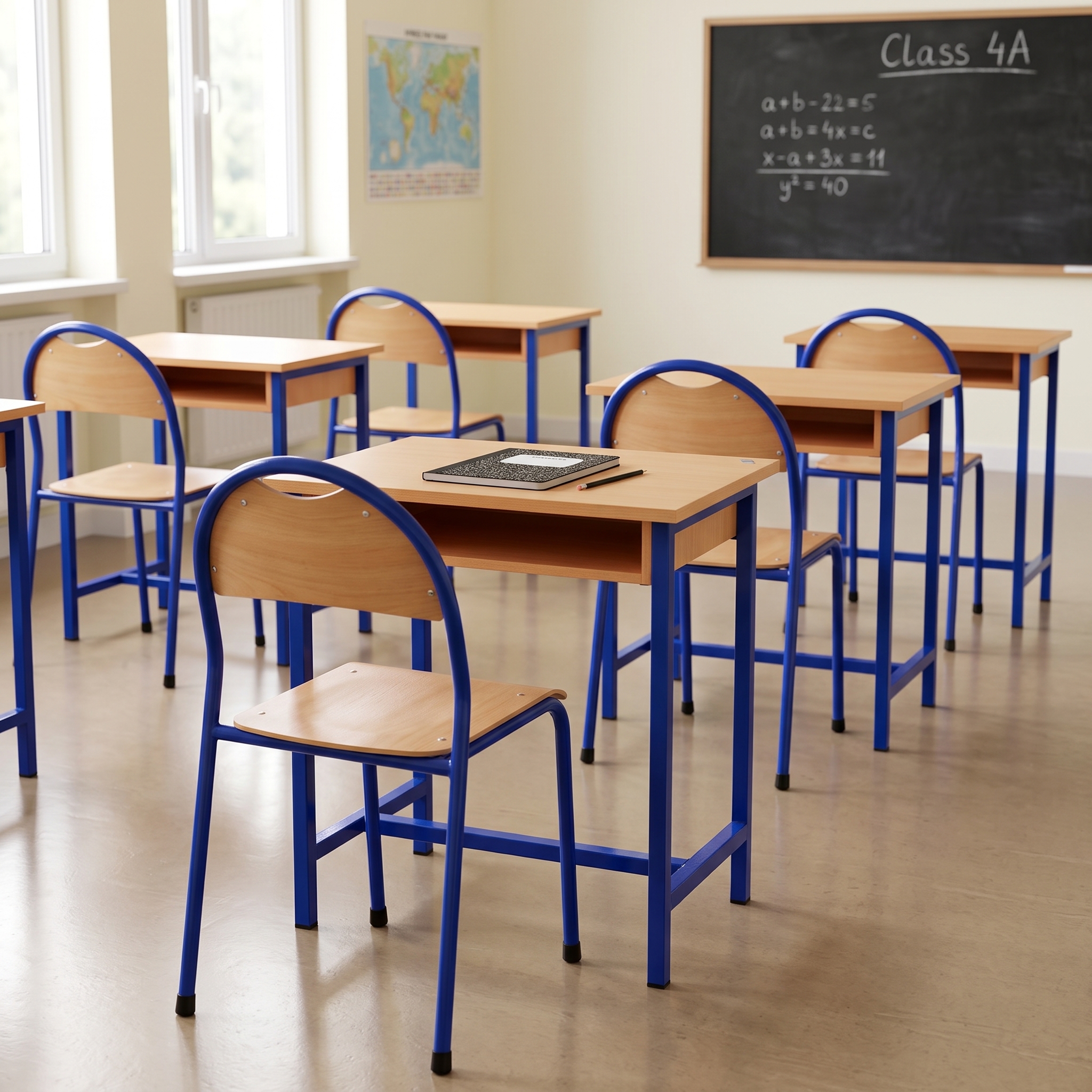 TABLE ECOLIER MONOPLACE AVEC ETAGERE EN BOIS – Image 3