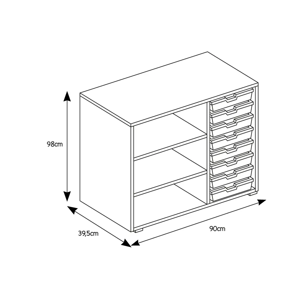 RANGEMENT A 10 BACS EN PLASTIQUE+2ETAGERES – Image 2