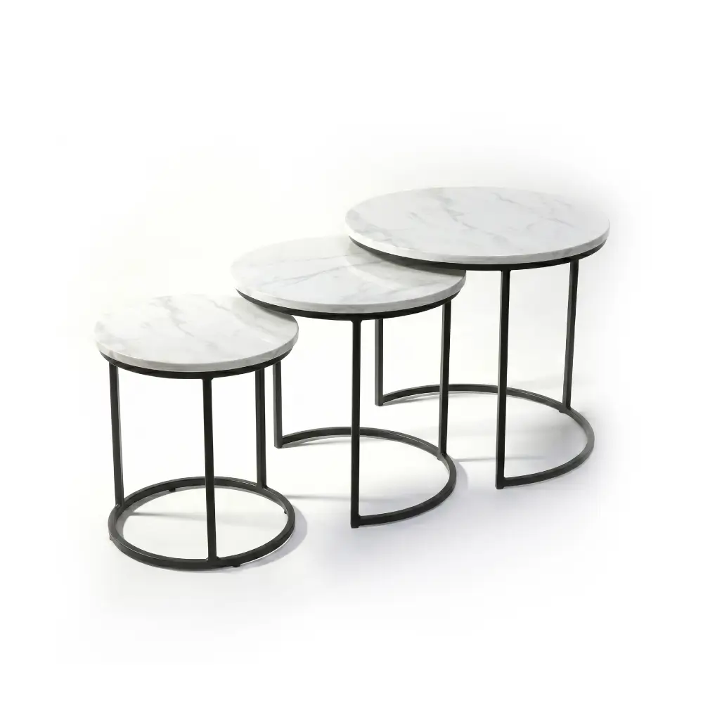 ENSEMBLE DE TROIS TABLES GIGOGNES RONDES