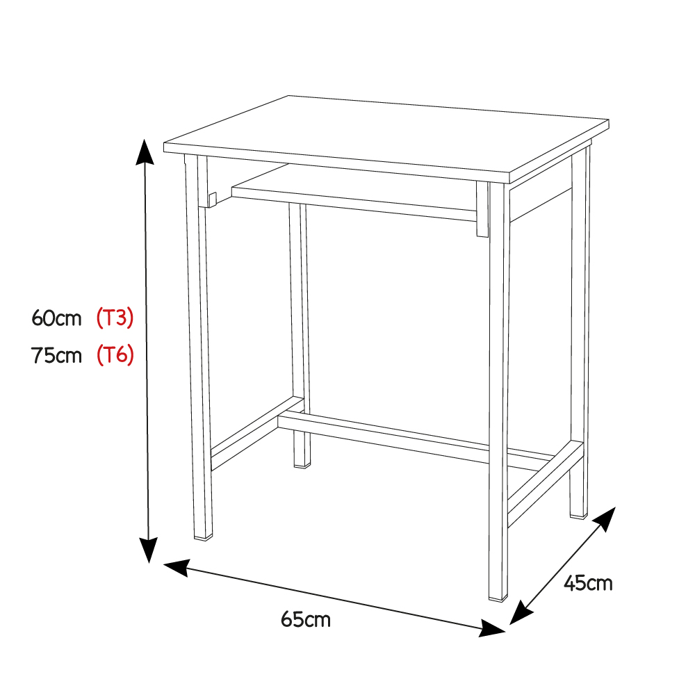 TABLE ECOLIER MONOPLACE AVEC ETAGERE EN BOIS – Image 2