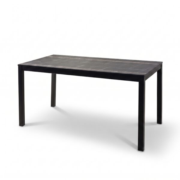 Table Serena 150 cm – plateau bois Sahara et socle grège