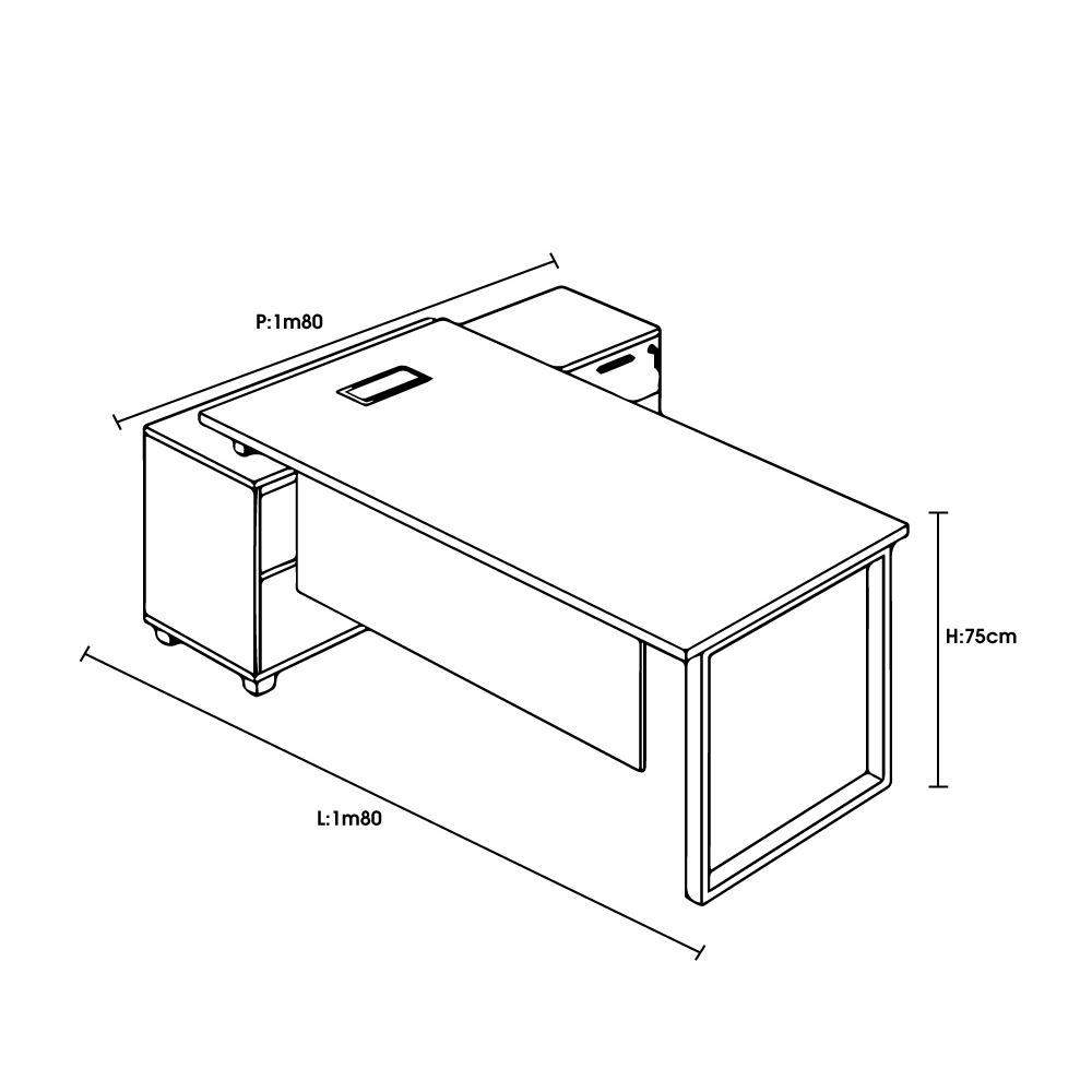 BUREAU DIRECTION X9 AVEC RETOUR – Image 2